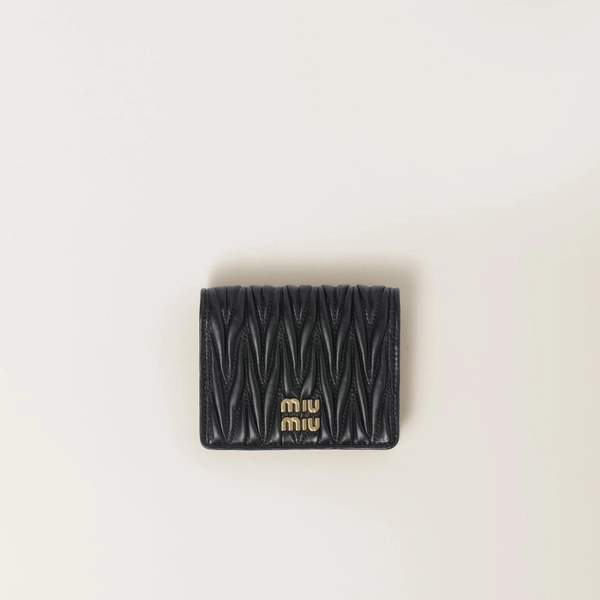 Small matelassé nappa leather wallet