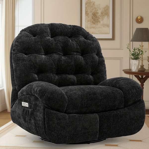 TEMU Large Rotating Recliner, Adult Electric Rocking Recliner, Electric Recliner, Comfortable Soft-shell Recliner With Usb Port And Living Room