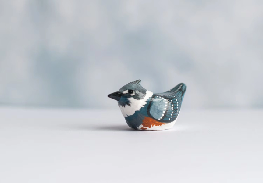 Belted Kingfisher Miniature | Periwinkle Nuthatch