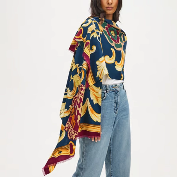 Merino & Silk Stole in Fig Signature Shield