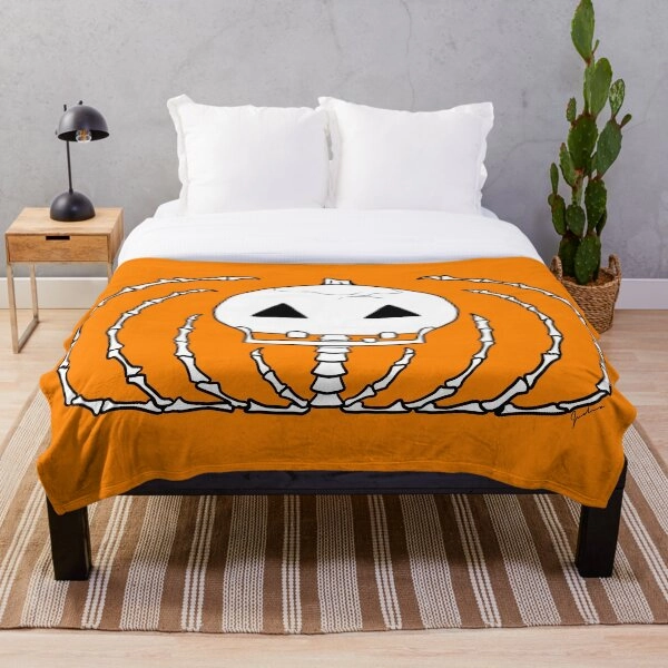 Anatomically Incorrect Jack O Lantern (Orange) Throw Blanket