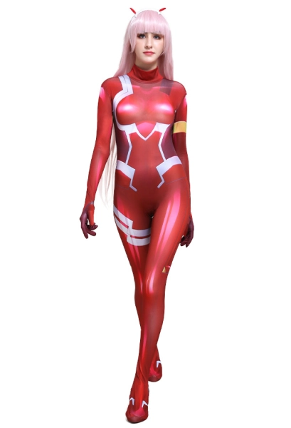 DARLING in the FRANXX Zero Two Code 002 Plugsuit Jumpsuit 3D Printed Zentai Cosplay Costume