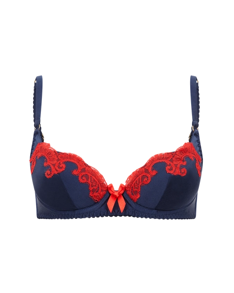 Molly Plunge Padded Bra in Navy/Red | By Agent Provocateur
