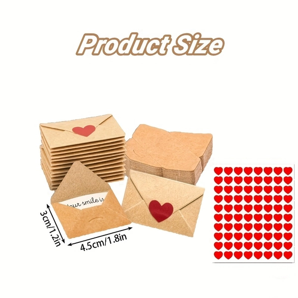30/60pcs Envelopes - Mini Envelopes with Heart Stickers, Small Valentine's Day Cards, Little Love Notes for Him/Her, Cute Gifts for Boyfriend/Girlfriend, Special Occasions, Romantic Moments, Adorable Stationery, High-Quality Paper, Premium Stationery