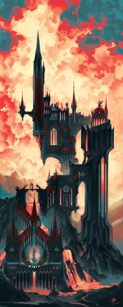 Cathedral of Vampiric Flame | Art Print | 12"x30"