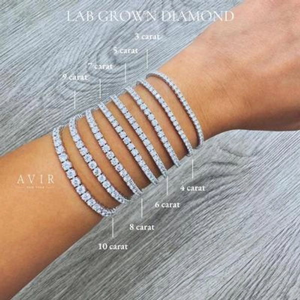 Tennisarmband mit im Labor gezüchtetem Diamanten. 1,5-10 Karat. Stapelbares Infinity-Armband. 10-14 Karat Massivgold. Diamantentest bestanden. Perfektes Geschenk