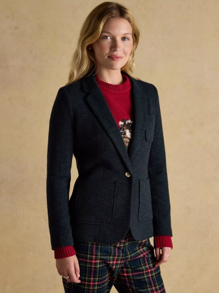 Joules Textured Single Breasted Blazer