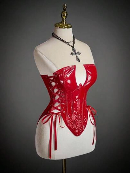 Faux Leather Criss-Cross Bandeau Top