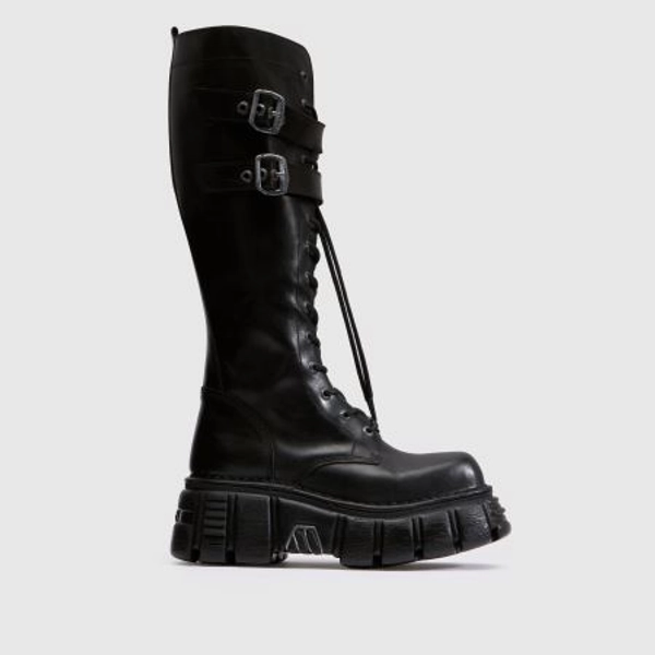 NEW ROCK Knee High Buckle in Black