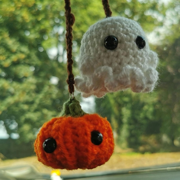 Ghost and Pumpkin Car Hanging