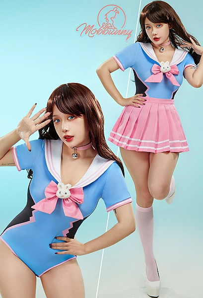 OW Dva Derivative Sexy Lingerie Bodysuit and Skirt with Choker and Socks