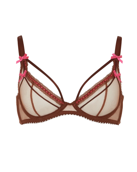 Hetty Plunge Underwired Bra in Brown/Pink | By Agent Provocateur
