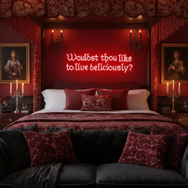 Wouldst Thou Like to Live Deliciously? Gothic Neon Sign, Creepy Halloween Decor - Etsy