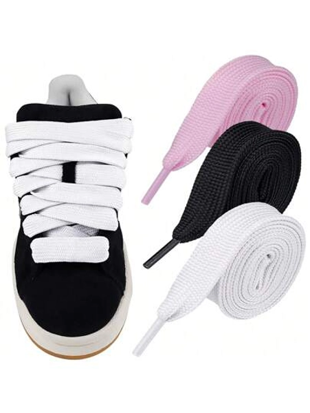 1pair Extra Wide & Thick Flat Shoelaces (120cm/47in), Replacement Shoe Laces For Sports Shoes,Belt,Shoes And Boots Accessories