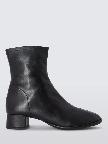 John Lewis Oriana Leather Round Toe Lisbon Ankle Boots, Black