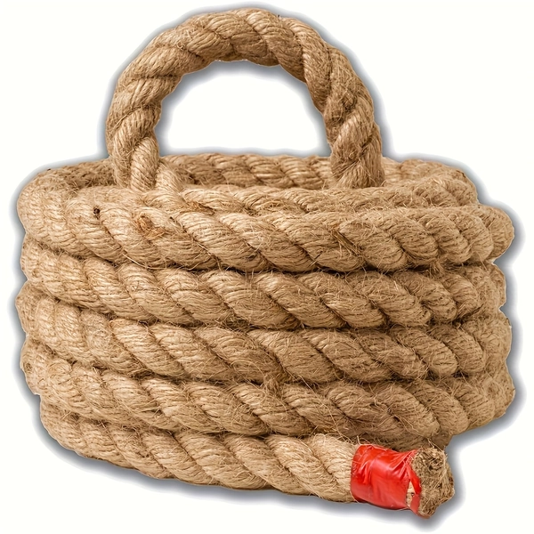 Natural Jute Rope (20mm x 196.85inch) - Extra Thick Twine for Crafts, Nautical Use, Hammocks, Tug-of-*, and Handmade Decorations