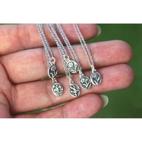 Silver Birth Flower Necklace