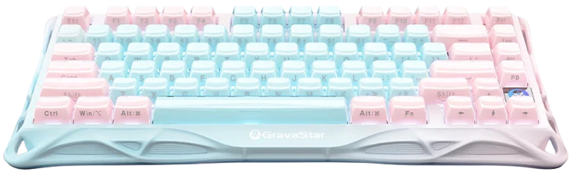 GravaStar Mercury K1 Lite RGB Aurora Mist Wireless Mechanical Keyboard, Cherry Pink Linear Switches