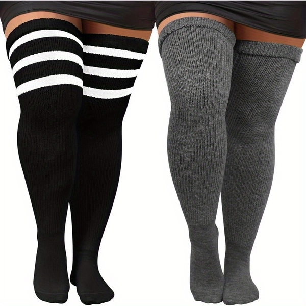 TEMU Plus Size Thigh Highs Socks Over Knee Socks Oversized Thigh High Stockings With Garter Belt For Women