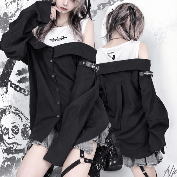 《限界突破✷EARLY AUTUMN SALE》OFF-SHOULDER LAYERED TOP | NIER CLOTHING powered by BASE