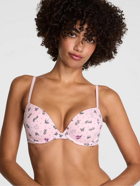 Pink Tattoo Print Super Push Up Bra
