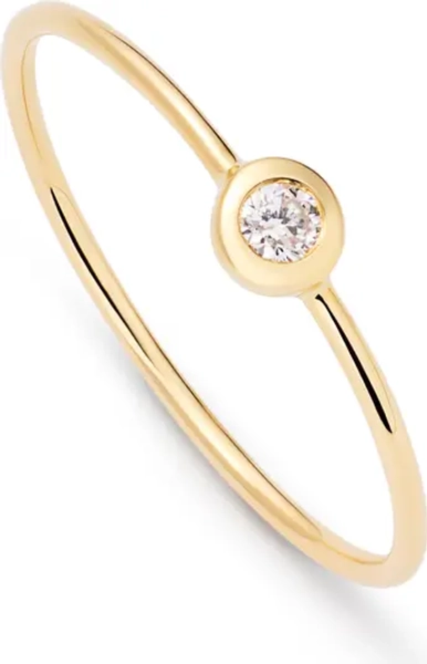 Solid Yellow Gold - Solo Diamond Stacking Ring
