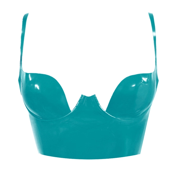 Latex Paris Cup Crop Top in vibrant turquoise