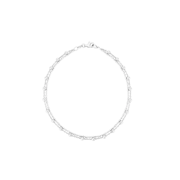 Double-Strand Bead Anklet in Sterling Silver