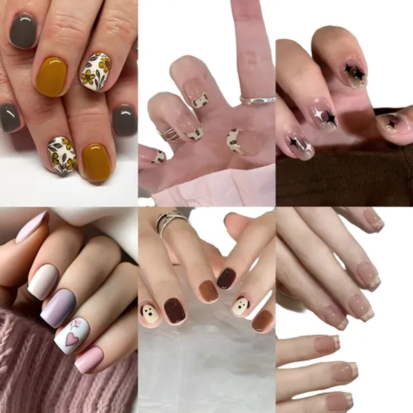 6 Juegos De Uñas Postizas Diferentes Diseños Perro Estrellas