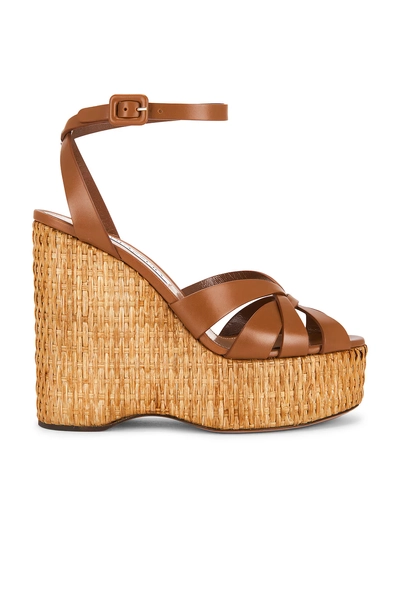 Aquazzura Copacabana 130 Wedge Sandal in Brown