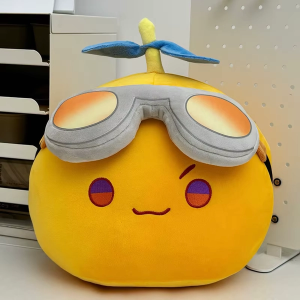 Almohada de grupo bonita de dibujos animados, gafas amarillas de felpa, cojín para muñeca, juguete de libélula de bambú, Goft suave para niños