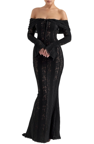 Belle Off the Shoulder Long Sleeve Maxi Dress