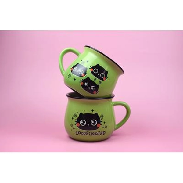 Caffeinated Cat Mug | Microwave & Dishwasher Safe | Cute Black Cat Lover Drinkware