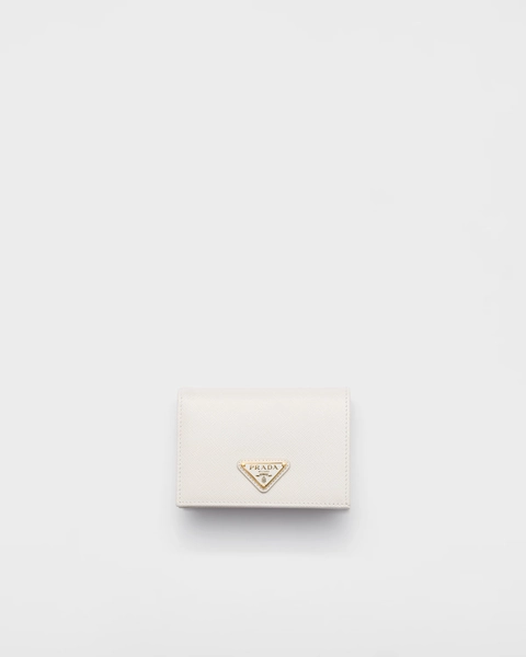 Small Saffiano Leather Wallet in Chalk White