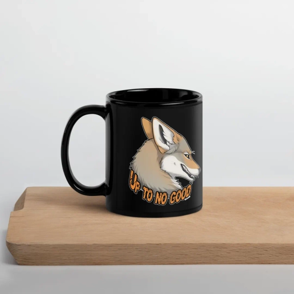Up to No Good - Coyote - Black Glossy Mug - Etsy Canada