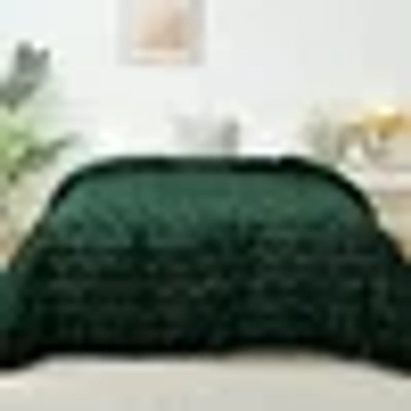 Exclusivo Mezcla Queen Size Fleece Blanket for Bed, Leaves Pattern Super Soft and Cozy Blankets, Plush Fuzzy Lightweight, Forest Green, 90"x90"