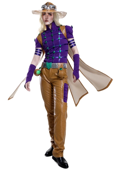 JoJos 7 Steel Ball Run Gyro Zeppli Cosplay Costume Full Set with Hat and Cloak