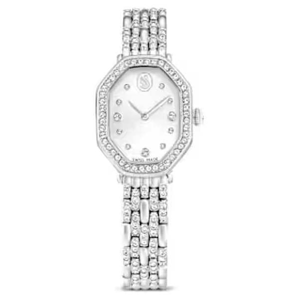 Dextera octagon watch, Swiss Made, Metal bracelet, Silver tone, Stainless steel