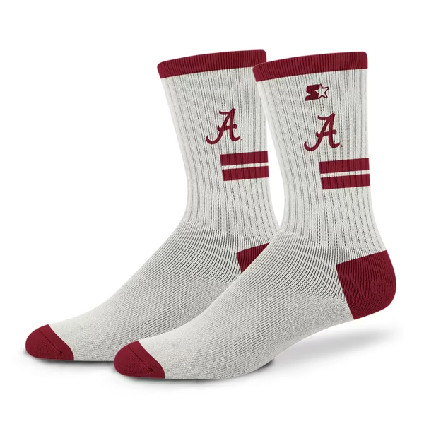  Alabama Crimson Tide Starter Unisex Premiere Cushioned Crew Socks - Cream
