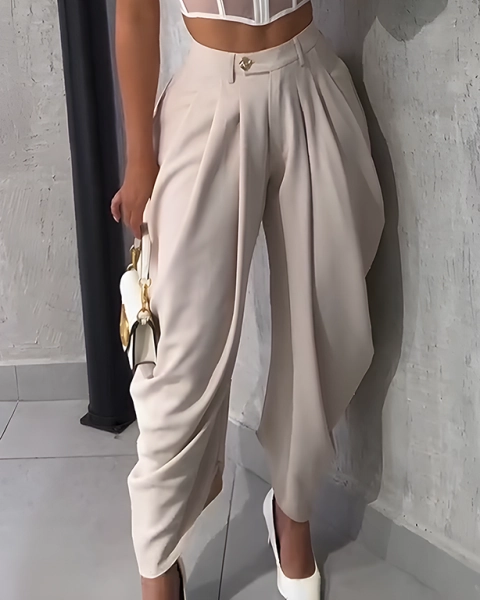 High Waist Loose Ruched Irregular Casual Pants