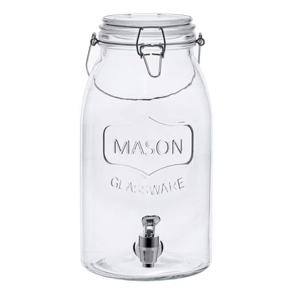Mainstays Clear Glass Mason Sun Tea Beverage Dispenser Jar