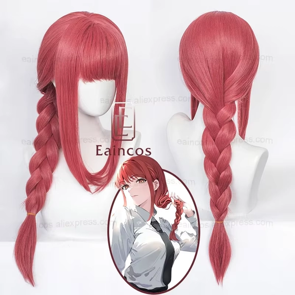 Anime Makima Cosplay Wig 70cm Long Rose Red Braided Wigs Heat Resistant Synthetic Hair Halloween Party Scalp Wigs - AliExpress 200000532