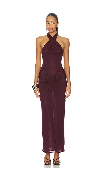 DELFI Genevieve Dress in Burgundy. - size S