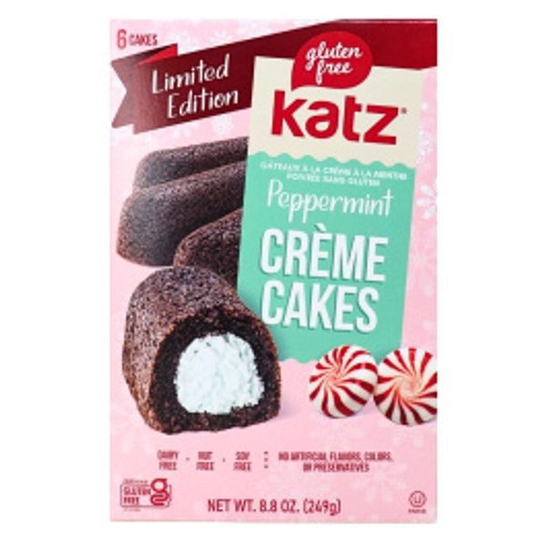 Katz Limited Edition Gluten-Free Creme Cakes Peppermint, 6 Pack