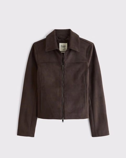 Slim Zip Vegan Suede Jacket