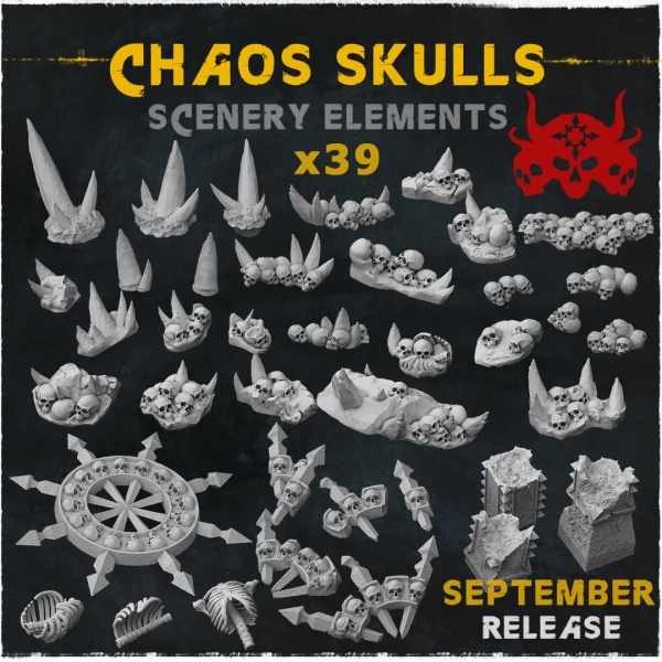 Chaos Skulls • Basing Bits • Zabavka Workshop • 3D Printed Tabletop Miniature • - Etsy
