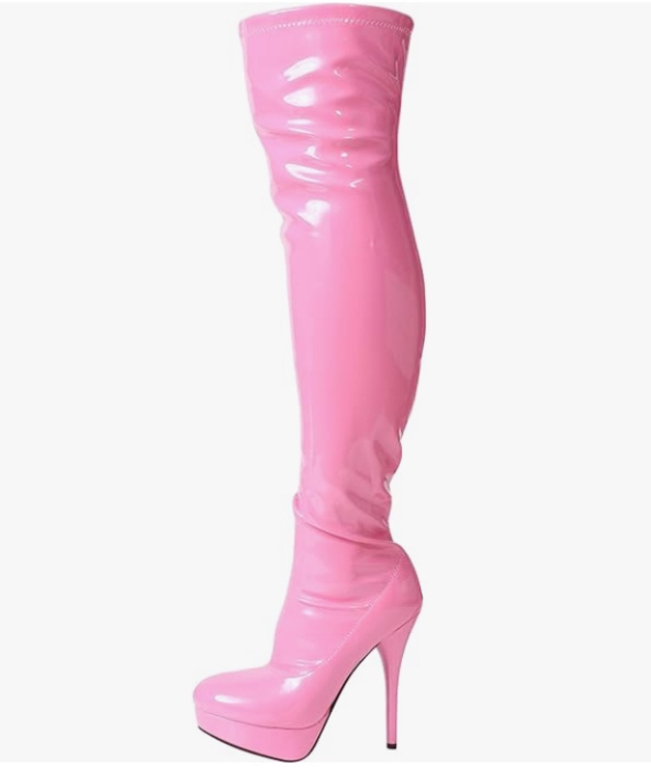 Pink Platform Latex Boots 💘
