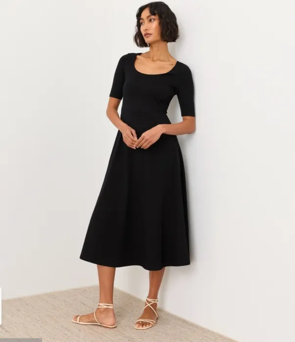 PACT Women's Black Soft-Slub Essential Easy Tee Maxi Dress XS