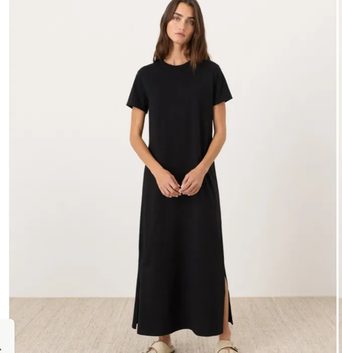 PACT Women's Black Soft-Slub Essential Easy Tee Maxi Dress XS