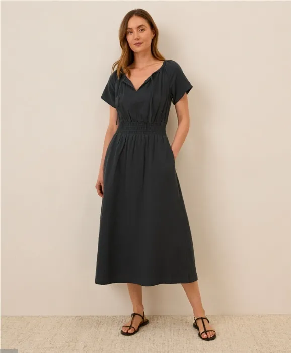 Organic Coastal Double Gauze Boho Midi Dress
